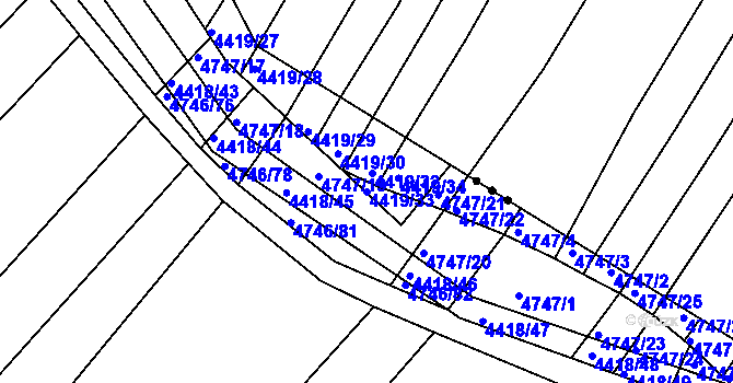 Parcela st. 4419/33 v KÚ Strážnice na Moravě, Katastrální mapa