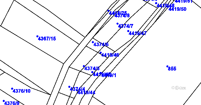 Parcela st. 4419/46 v KÚ Strážnice na Moravě, Katastrální mapa