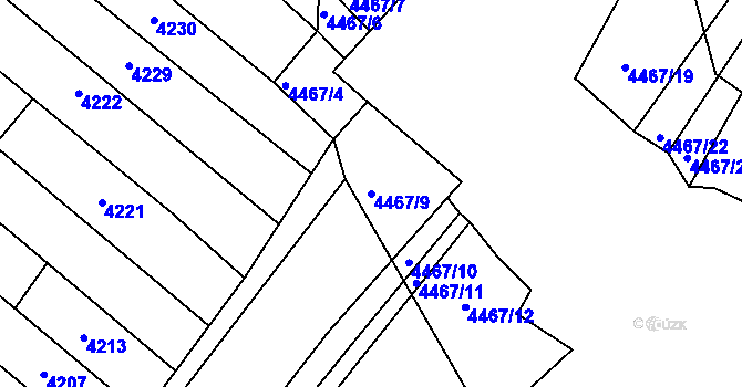 Parcela st. 4467/9 v KÚ Strážnice na Moravě, Katastrální mapa