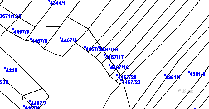 Parcela st. 4467/17 v KÚ Strážnice na Moravě, Katastrální mapa
