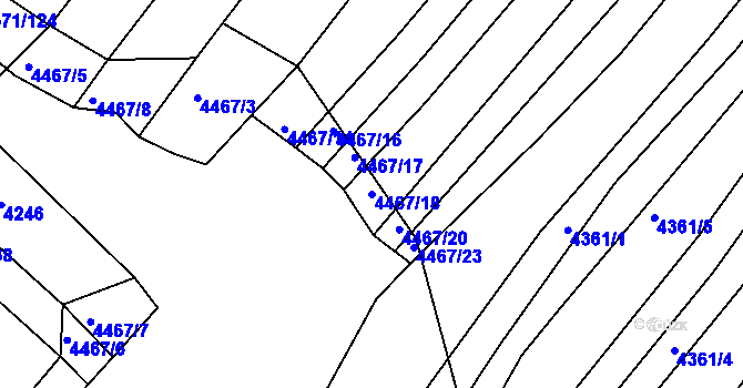 Parcela st. 4467/18 v KÚ Strážnice na Moravě, Katastrální mapa