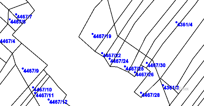 Parcela st. 4467/22 v KÚ Strážnice na Moravě, Katastrální mapa
