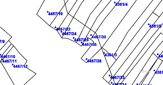 Parcela st. 4467/26 v KÚ Strážnice na Moravě, Katastrální mapa