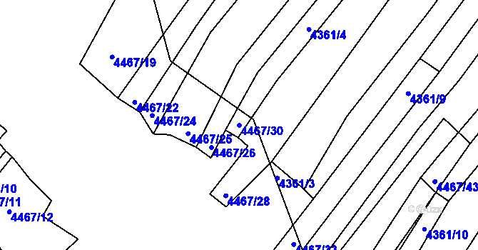 Parcela st. 4467/30 v KÚ Strážnice na Moravě, Katastrální mapa