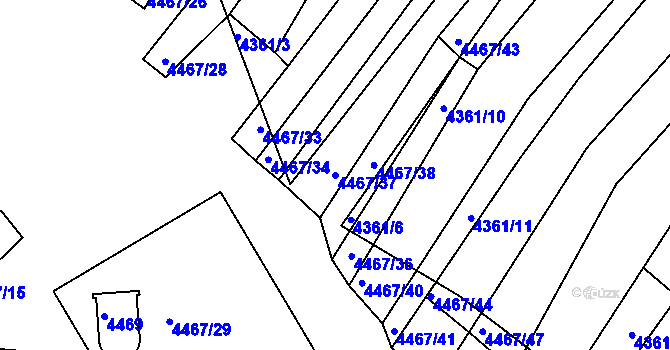 Parcela st. 4467/37 v KÚ Strážnice na Moravě, Katastrální mapa