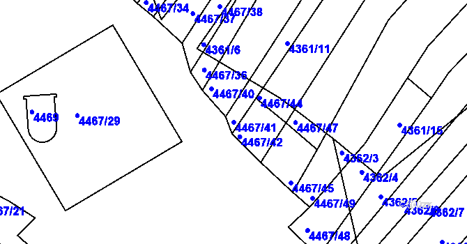 Parcela st. 4467/41 v KÚ Strážnice na Moravě, Katastrální mapa