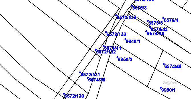 Parcela st. 6572/132 v KÚ Strážnice na Moravě, Katastrální mapa