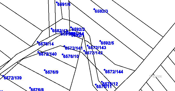 Parcela st. 6572/143 v KÚ Strážnice na Moravě, Katastrální mapa