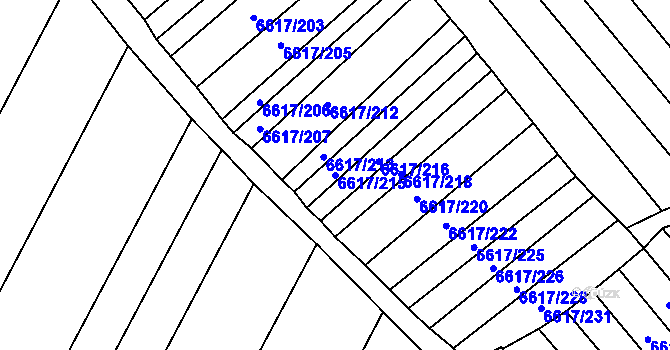 Parcela st. 6617/215 v KÚ Strážnice na Moravě, Katastrální mapa
