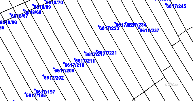 Parcela st. 6617/221 v KÚ Strážnice na Moravě, Katastrální mapa