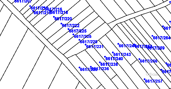 Parcela st. 6617/231 v KÚ Strážnice na Moravě, Katastrální mapa