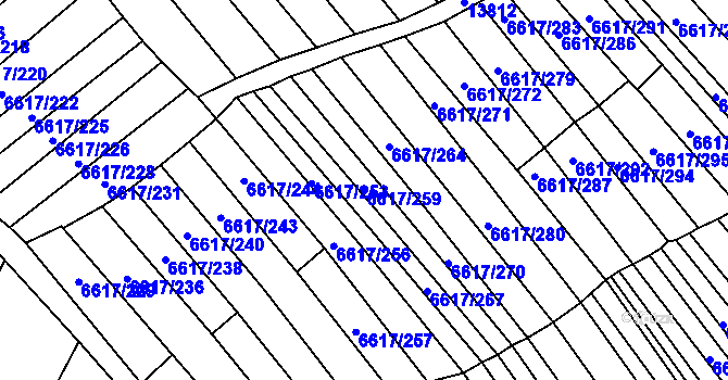 Parcela st. 6617/259 v KÚ Strážnice na Moravě, Katastrální mapa