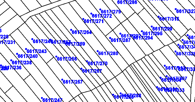 Parcela st. 6617/280 v KÚ Strážnice na Moravě, Katastrální mapa