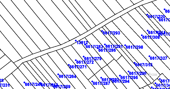 Parcela st. 6617/283 v KÚ Strážnice na Moravě, Katastrální mapa