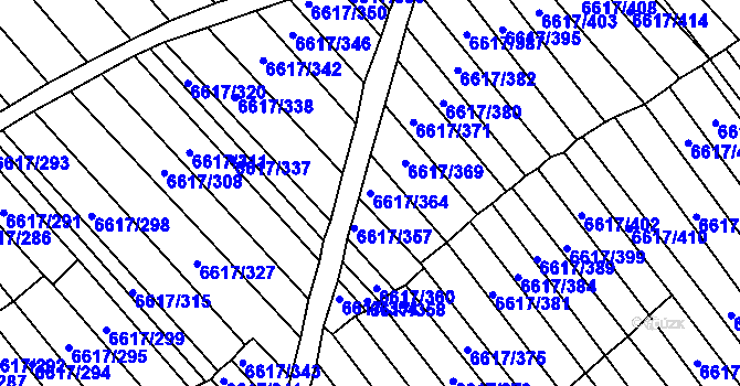 Parcela st. 6617/364 v KÚ Strážnice na Moravě, Katastrální mapa