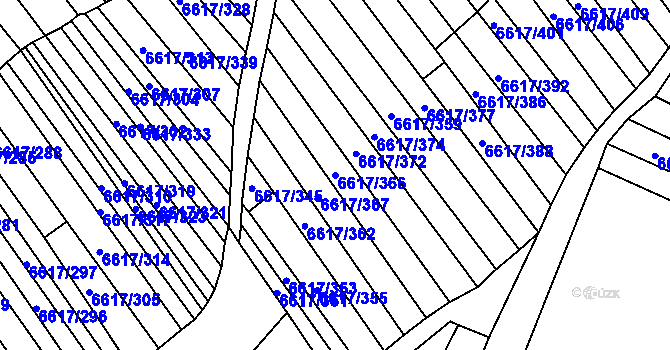 Parcela st. 6617/366 v KÚ Strážnice na Moravě, Katastrální mapa