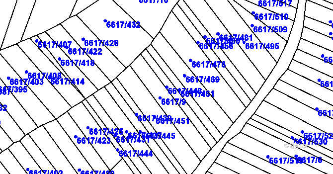 Parcela st. 6617/448 v KÚ Strážnice na Moravě, Katastrální mapa
