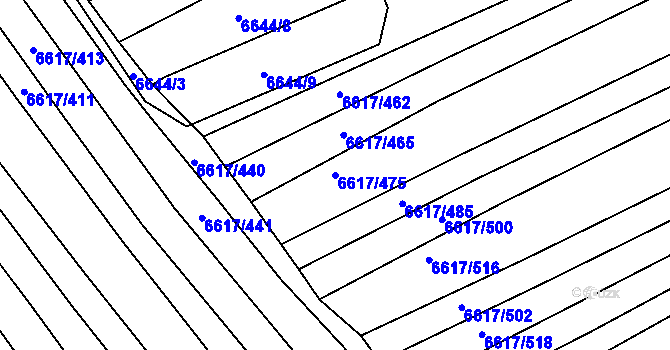 Parcela st. 6617/475 v KÚ Strážnice na Moravě, Katastrální mapa