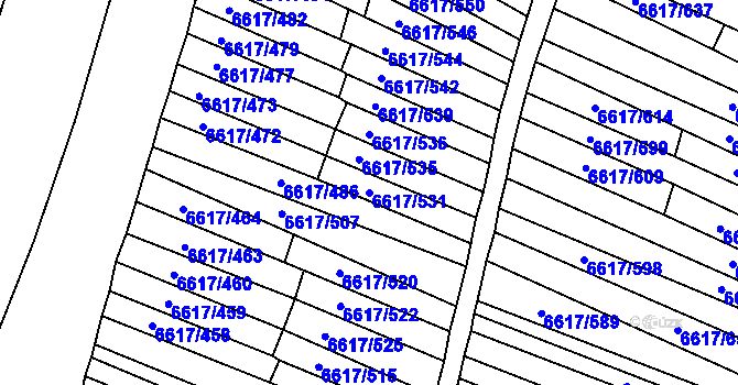 Parcela st. 6617/531 v KÚ Strážnice na Moravě, Katastrální mapa