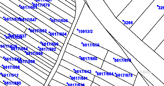 Parcela st. 6617/656 v KÚ Strážnice na Moravě, Katastrální mapa