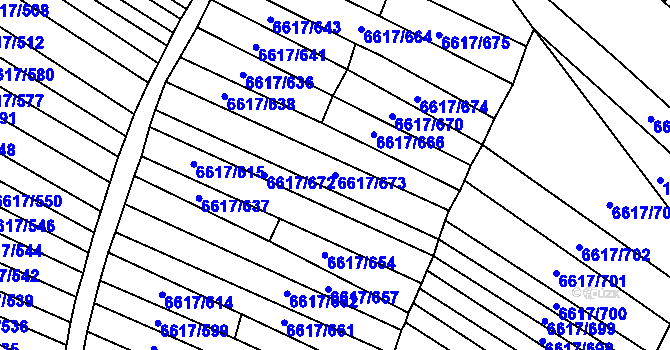 Parcela st. 6617/673 v KÚ Strážnice na Moravě, Katastrální mapa