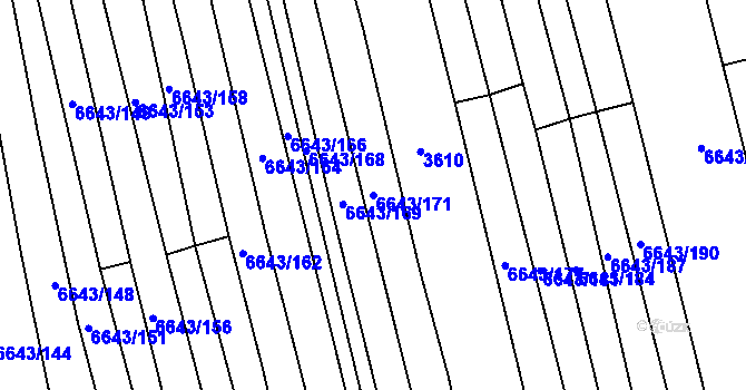 Parcela st. 6643/171 v KÚ Strážnice na Moravě, Katastrální mapa