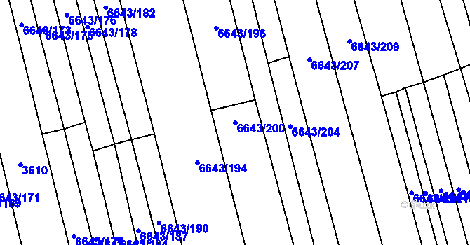 Parcela st. 6643/200 v KÚ Strážnice na Moravě, Katastrální mapa