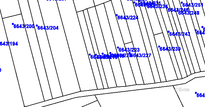 Parcela st. 6643/219 v KÚ Strážnice na Moravě, Katastrální mapa