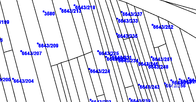 Parcela st. 6643/225 v KÚ Strážnice na Moravě, Katastrální mapa