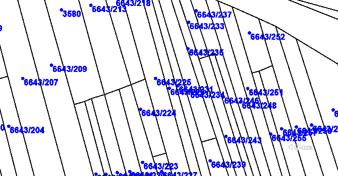 Parcela st. 6643/228 v KÚ Strážnice na Moravě, Katastrální mapa