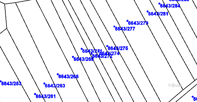 Parcela st. 6643/274 v KÚ Strážnice na Moravě, Katastrální mapa