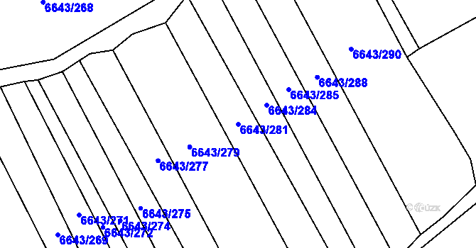 Parcela st. 6643/281 v KÚ Strážnice na Moravě, Katastrální mapa