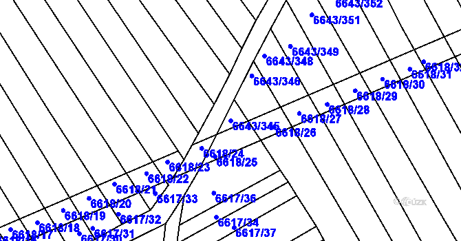 Parcela st. 6643/345 v KÚ Strážnice na Moravě, Katastrální mapa