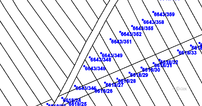 Parcela st. 6643/349 v KÚ Strážnice na Moravě, Katastrální mapa