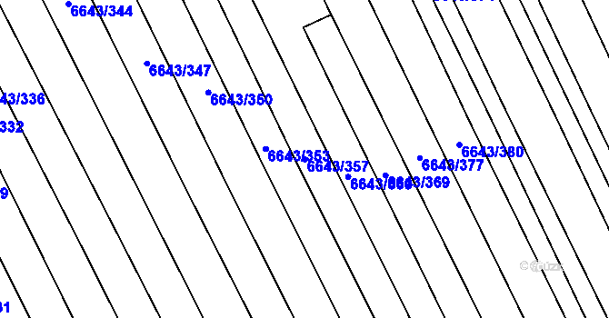 Parcela st. 6643/357 v KÚ Strážnice na Moravě, Katastrální mapa