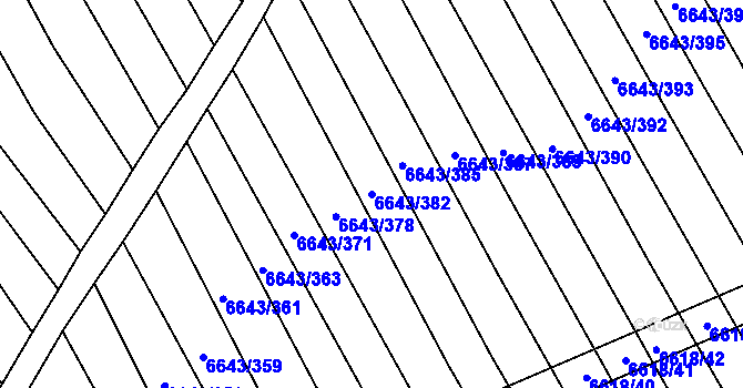 Parcela st. 6643/382 v KÚ Strážnice na Moravě, Katastrální mapa