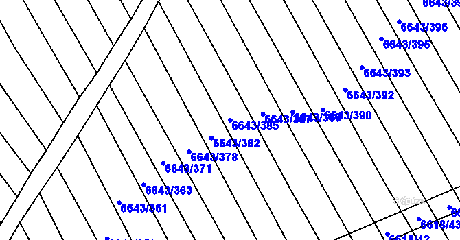 Parcela st. 6643/385 v KÚ Strážnice na Moravě, Katastrální mapa