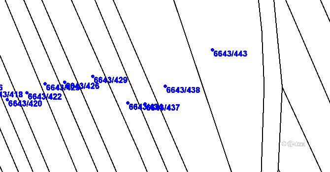 Parcela st. 6643/438 v KÚ Strážnice na Moravě, Katastrální mapa