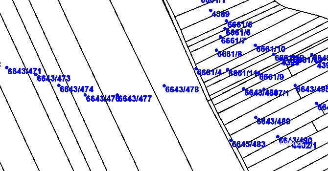 Parcela st. 6643/478 v KÚ Strážnice na Moravě, Katastrální mapa