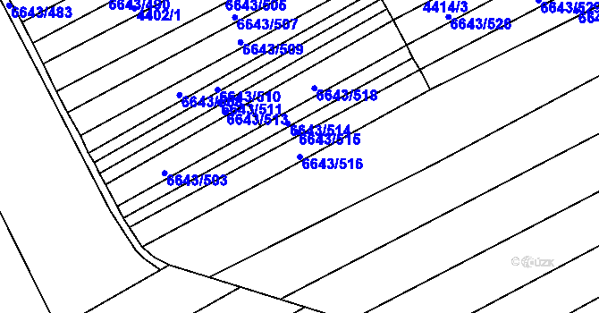 Parcela st. 6643/516 v KÚ Strážnice na Moravě, Katastrální mapa