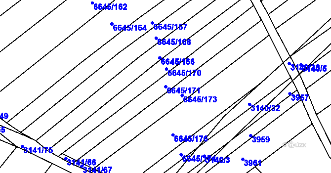 Parcela st. 6645/171 v KÚ Strážnice na Moravě, Katastrální mapa