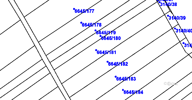 Parcela st. 6645/181 v KÚ Strážnice na Moravě, Katastrální mapa