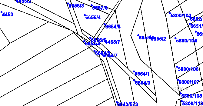 Parcela st. 6654/7 v KÚ Strážnice na Moravě, Katastrální mapa