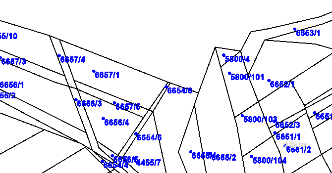 Parcela st. 6654/8 v KÚ Strážnice na Moravě, Katastrální mapa