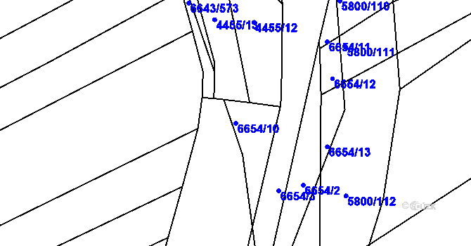 Parcela st. 6654/10 v KÚ Strážnice na Moravě, Katastrální mapa
