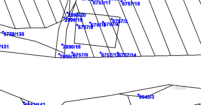 Parcela st. 6757/12 v KÚ Strážnice na Moravě, Katastrální mapa