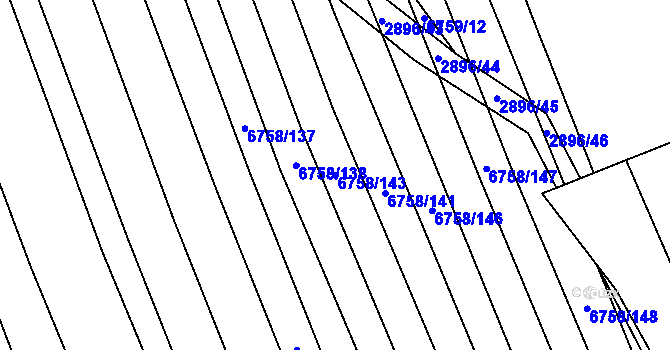 Parcela st. 6758/143 v KÚ Strážnice na Moravě, Katastrální mapa