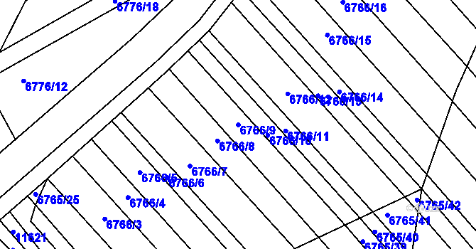 Parcela st. 6766/9 v KÚ Strážnice na Moravě, Katastrální mapa