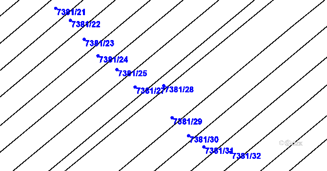 Parcela st. 7381/28 v KÚ Strážnice na Moravě, Katastrální mapa