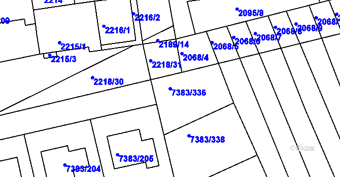 Parcela st. 7383/336 v KÚ Strážnice na Moravě, Katastrální mapa